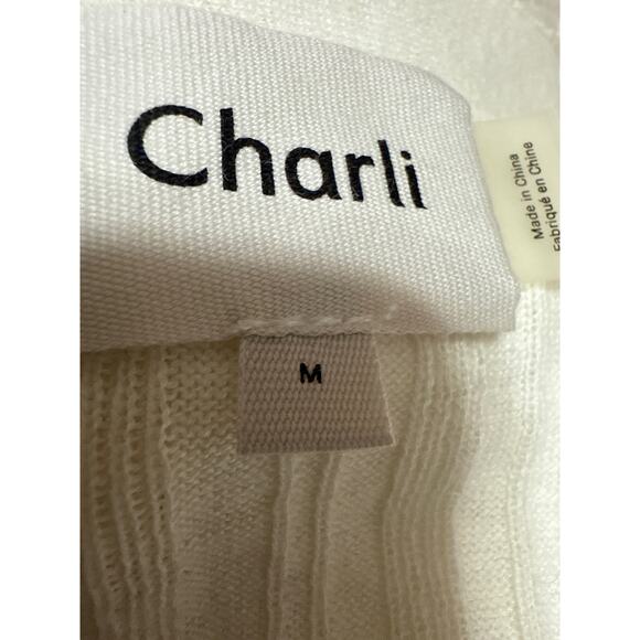 Charli Women's White Linen Rib Knit Long Sleeve Belted Pocket Maxi Robe Size M - Picture 4 of 5